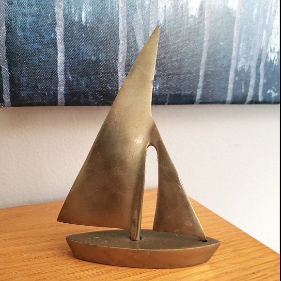 Vintage Brass Sail Boat Mid century modern